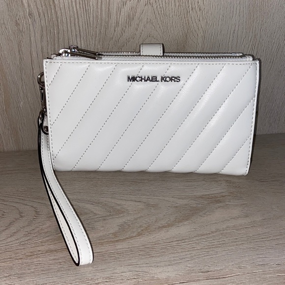 LG Double Zip Wristlet, Vegan Faux Leather